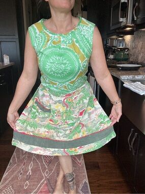 Green Patterned A-Line Women's Skirt